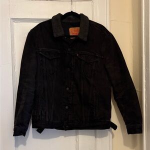 Men's Levi Black Denim Jacket Painted